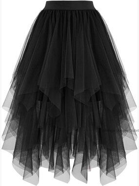 Women's High Low Tulle Skirt Layered Midi Tutu Fairy Skirt